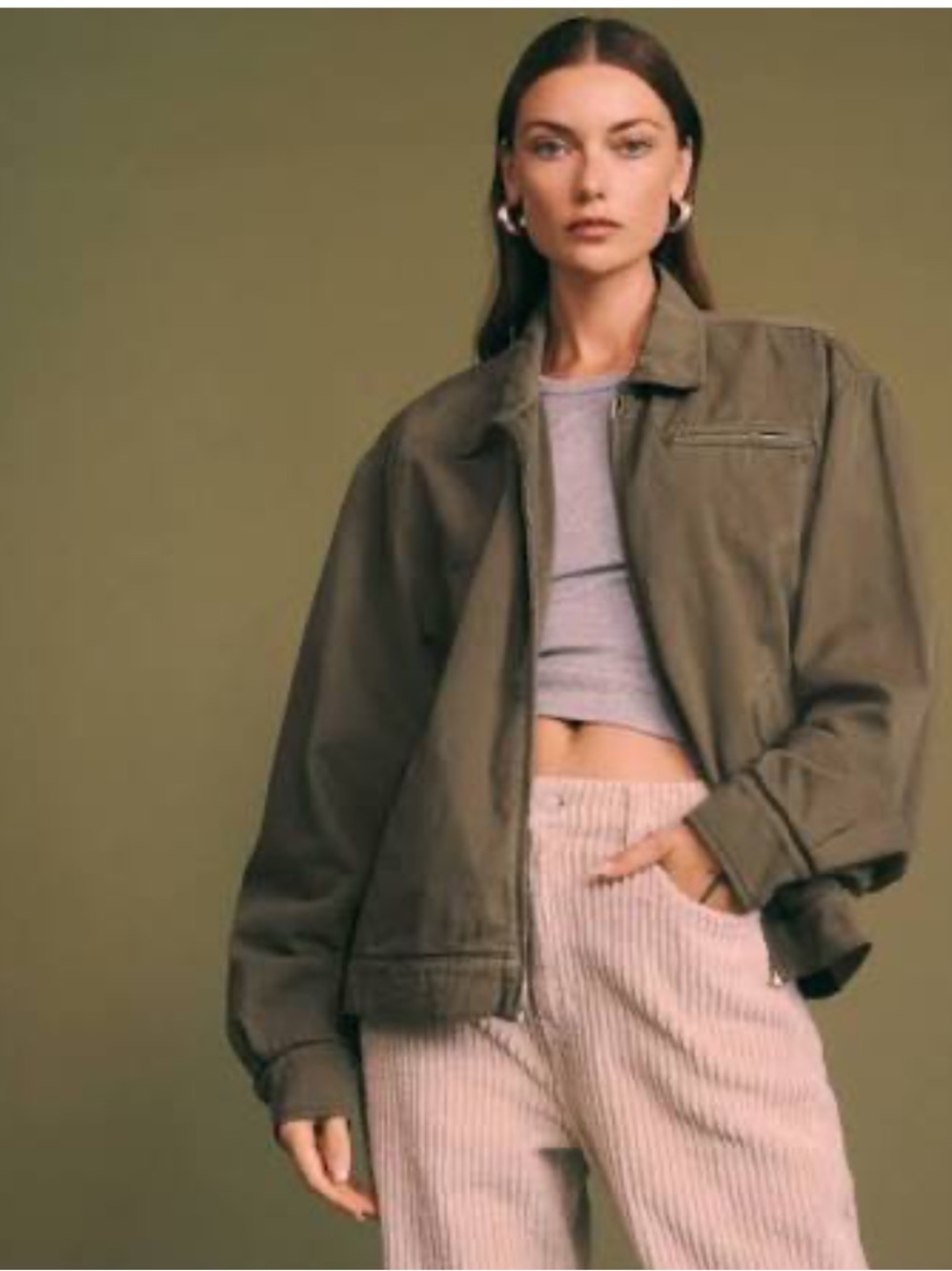 Reformation M Olive Green Women's bomber